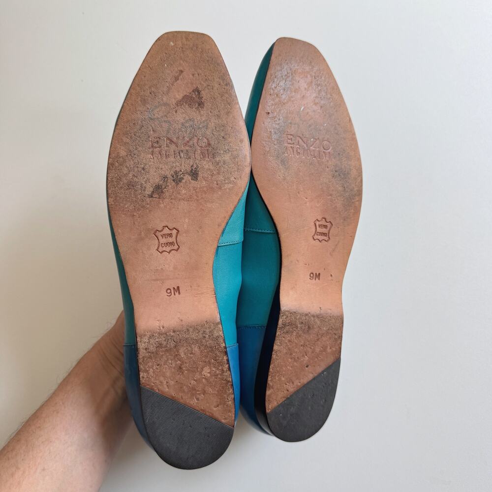 Enzo Angiolini Blue Colorblock Leather Liberty Loafers Size 9 - Picture 9 of 9
